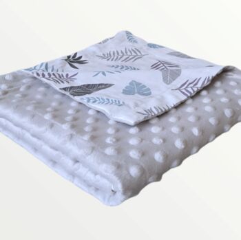 Grey Leaf Reversible Minky Dimple Baby Blanket, 2 of 3