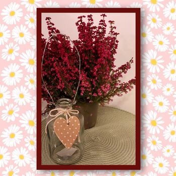 Glass Bottle Vase With Wooden Heart And Wire Handle, 2 of 5