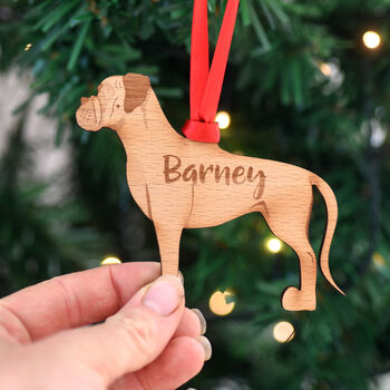 Boxer Personalised Wooden Dog Xmas Decoration, 5 of 6
