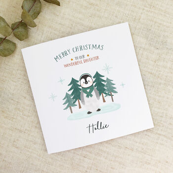 Personalised Red Scarf Penguin Christmas Card, 3 of 4