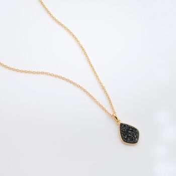 Black Druzy Crystal 18k Gold Plated Necklace, 4 of 5