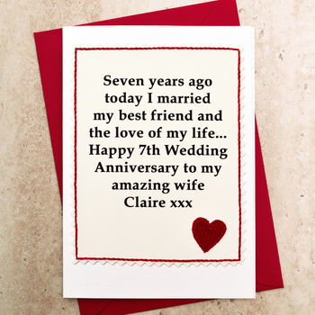 Personalised 7th Wedding Anniversary Card, 2 of 2