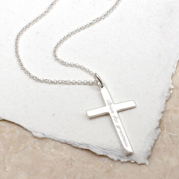 Personalised Sterling Silver Cross And Chain, 2 of 8