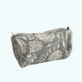Grey Floral Block Print Cotton Washbag, Make Up Bag, With Waterproof Lining Set Of Three, thumbnail 3 of 6