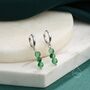Sterling Silver Genuine Moss Agate Trio Huggie Hoop Earrings, thumbnail 1 of 10