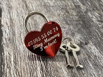 Personalised Red Heart Padlock Dog Tag, 4 of 7