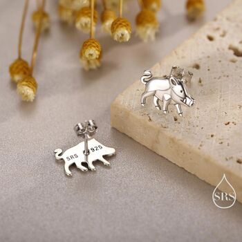Sterling Silver Wild Boar Stud Earrings, 2 of 12