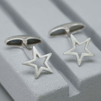 Sterling Silver Star Silver Cufflinks. Graduation Gift For Him, 9 of 10