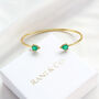 Green Onyx Teardrop 18k Gold Plated Cuff Bracelet, thumbnail 3 of 7