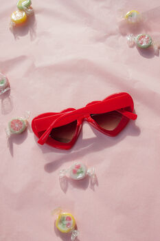 Red Chunky Oversized Heart Sunglasses, 2 of 6