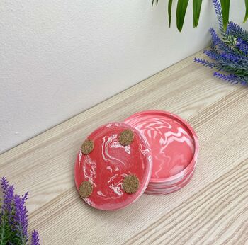 Pink Marbled Drinks Coaster With Lip, 5 of 7