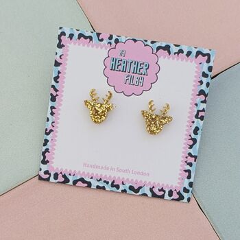 Small Reindeer Christmas Studs *More Colours Available*, 3 of 10