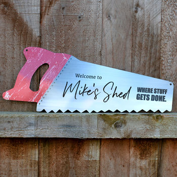 Personalised Shed Metal Saw Sign, 2 of 3