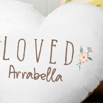 Personalised Floral Heart Name Cushion, 3 of 3