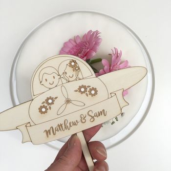 Personalised Wooden Plane Wedding Cake Topper, 5 of 6