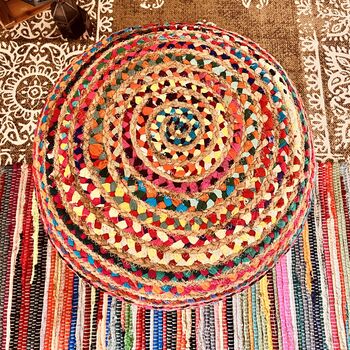 Rainbow Bohemian Chindi Footstool Pouffe, 2 of 7