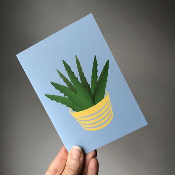 Set Of Six Mixed Design Aloe Vera Print Notecards, 4 of 5