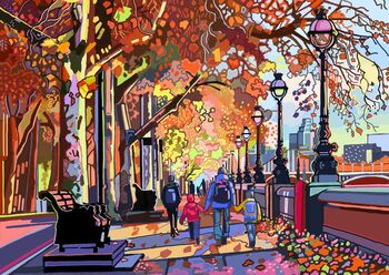 London In Autumn Illustration Art Print, 2 of 2