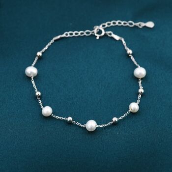 Delicate Pearl And Silver Ball Beaded Bracelet, 2 of 10