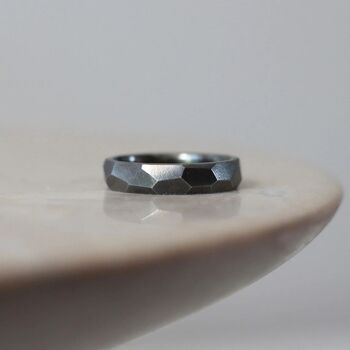 Geometric Faceted Sterling Silver 5mm Ring, 5 of 9
