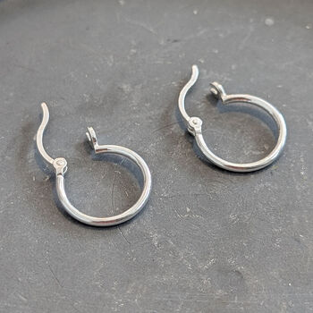 Sterling Silver Hinged Hoop Earrings, 3 of 6