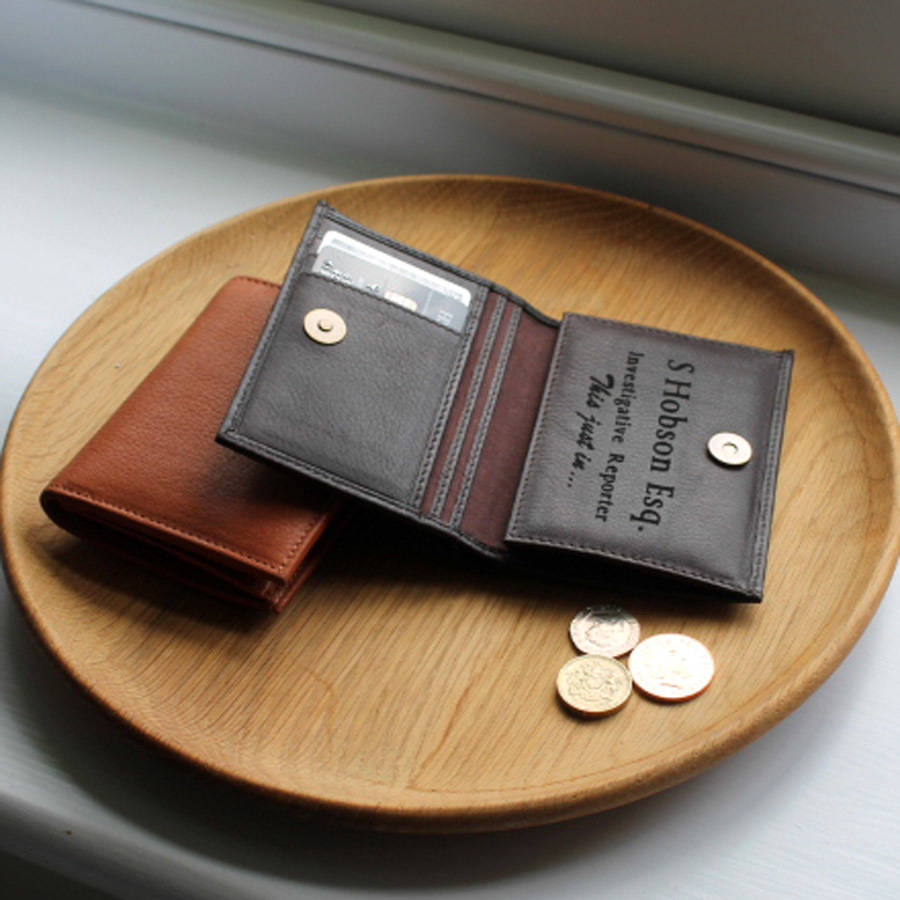 personalised men&#39;s leather wallet with coin pocket by nv london calcutta | 0