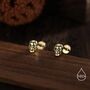 Sterling Silver Extra Tiny Skull Internally Threaded Flat Back/Stud/Screw Back Earrings, thumbnail 2 of 12