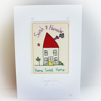New Home Card, Embroidered, Personalised, 4 of 12