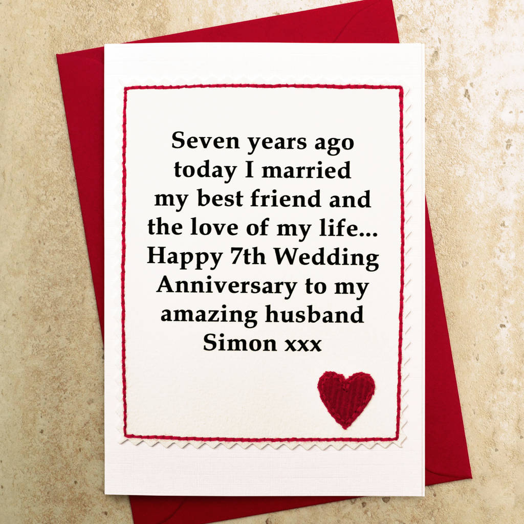 Personalise The Card For Your Husband Or Wife On Anniversary Personalised 7th Wedding