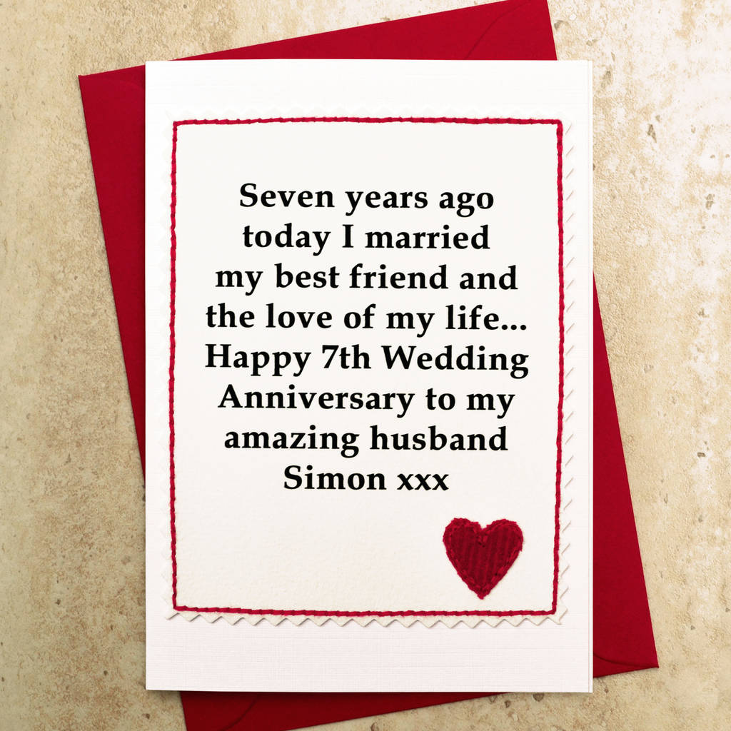 Gifts Personalised 7th Wedding Anniversary Card Personalise The For Your Husband Or Wife On