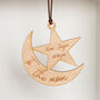 Wooden Engraved Moon And Stars Personalised Decoration, thumbnail 2 of 2