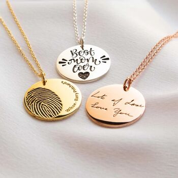 Fingerprint And Handwriting Coin Necklace, 11 of 12