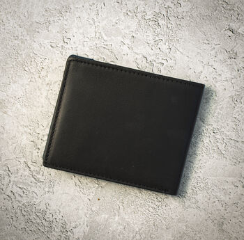 Men's Black Leather Wallet Bifold Rfid Safe, 3 of 10