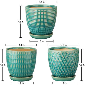Set Of Three Ceramic Planters With Saucer Tray, 6 of 6