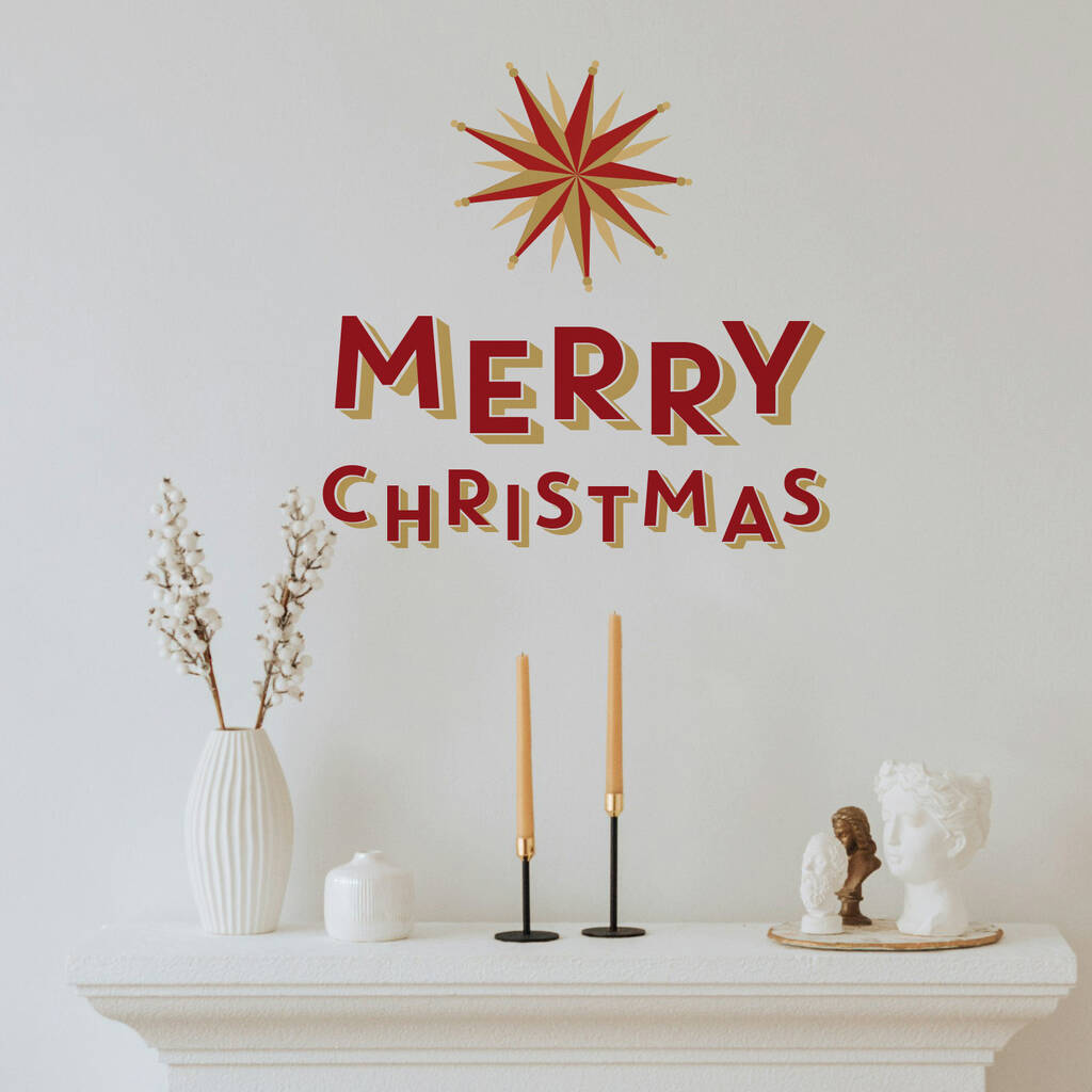 Merry Christmas And Star Wall Sticker, 1 of 1