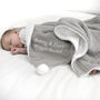 Personalised Grey Cable Knit Pom Pom Blanket, thumbnail 1 of 12