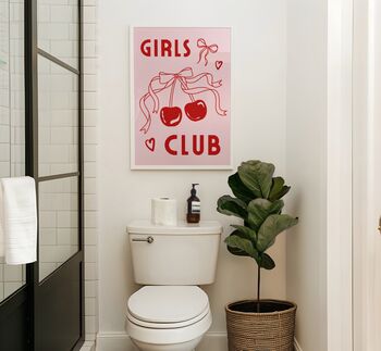 Girls Club Wall Art Print Pink Bows Cherries, 8 of 10