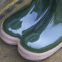 Personalised Large Forest Green Welly Boots Planter, thumbnail 7 of 10