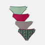 Women's 'Forest Berry' Four Pack Bamboo High Leg Knickers, thumbnail 1 of 5