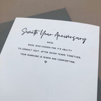 7th Wool Personalised Wedding Anniversary Card, 5 of 7
