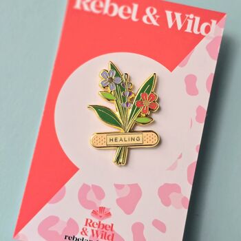 Healing Flower Plaster Enamel Pin Badge, 2 of 4