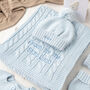 Luxury Boys Pale Blue Cable Baby Blanket, thumbnail 2 of 10