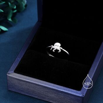 Sterling Silver Cute Little Octopus Ring, 2 of 10