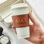 Personalised Leather Coffee Cup Sleeve, thumbnail 1 of 6