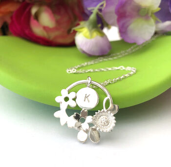 Personalised Sterling Silver Flower Initial Necklace, 11 of 12