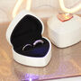 Illuminated White Heart Double Wedding Ring Box, thumbnail 4 of 9