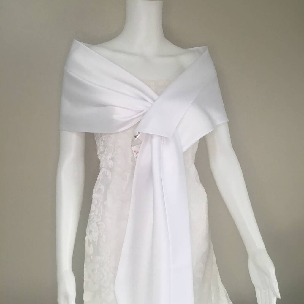 White Bridal Evening Dress Shawl, 1 of 7