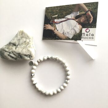 I Am Calm White Howlite Silver Bracelet Gift Set, 4 of 10