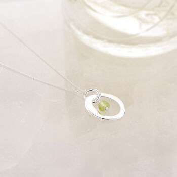 Halo Birthstone Necklace Peridot August In Silver, 6 of 6