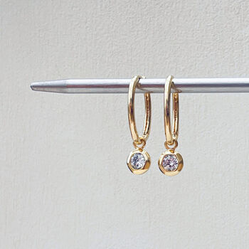 Oval Hoop Crystal Drop Earrings, 2 of 3